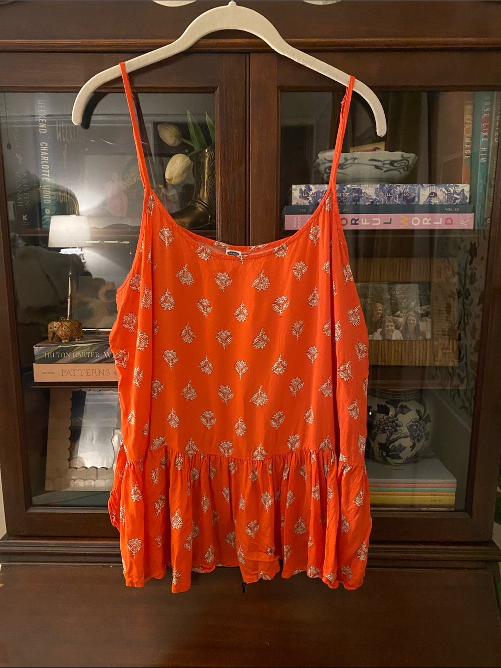Old Navy Orange Spaghetti Strap Peplum Tank